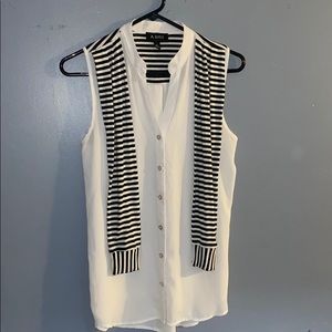 Nice white blouse with black and white striped.